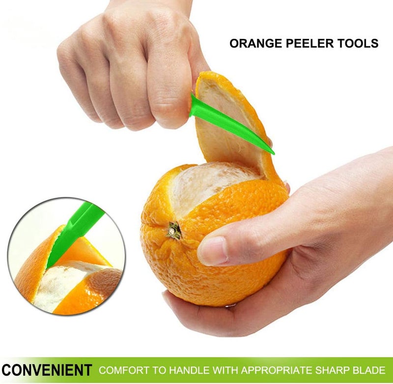 MYMENU Orange Peeler Tools Citrus Peel Cutter Plastic Fruit Slicer Cutter Lemon Peeler Opener Remover Fruit Vegetable Tools Kitchen Accessories Cooking Knife Kitchen Gadget Tool,2 Pack (Green+Orange) - Image 2